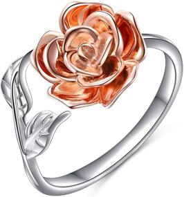 img 4 attached to 🌹 Alphm Rose Flower Ring: Exquisite S925 Sterling Silver Adjustable Wrap Open Ring for Women - Perfect Valentines Day Gift