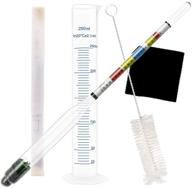 🍷 hydrometer and test jar combo set for wine, beer, mead & kombucha - abv, brix, and gravity test kit with triple scale - includes hydrometer, 250ml plastic cylinder, cleaning brush, and cloth logo