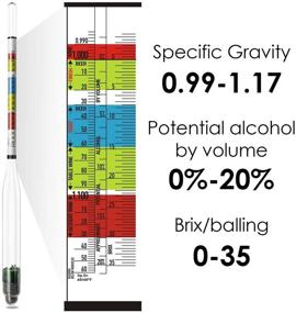 img 2 attached to 🍷 Комплект гидрометра и пробирки для вина, пива, меда и компуши - набор для тестирования АВ, Brix и плотности с тройной шкалой - включает в себя гидрометр, пластиковый цилиндр объемом 250 мл, щетку для чистки и тряпку.