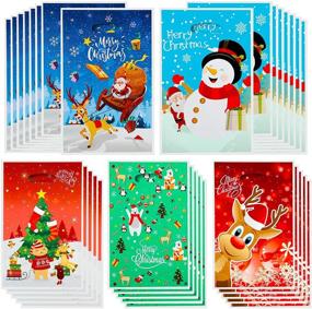 img 4 attached to 🎅 Festive 100-Piece Christmas Plastic Bags for Party Favors: Snowman, Elk, Santa, and Christmas Tree Treat Bags, Candy Bags, Goody Bags - Ideal for Christmas Party Favor or Trick-or-Treating