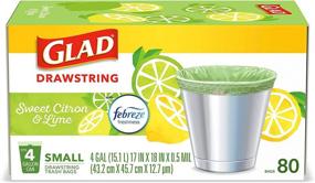 img 4 attached to 🗑️ Glad Small Kitchen Drawstring Trash Bags – 4 Gallon Green Trash Bag Febreze, Sweet Citron & Lime, 80 Count