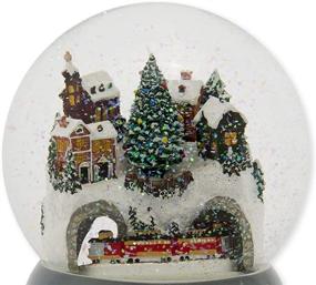 img 3 attached to 🚂 Roman Musical Christmas Train in Village Glitterdome: Rotating and Wind Up Décor