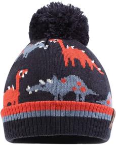 img 3 attached to 🦖 Warm Winter Knitted Dinosaur Toddler Beanie Hat - Ideal Boys' Cold Weather Accessory