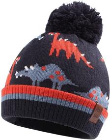 img 4 attached to 🦖 Warm Winter Knitted Dinosaur Toddler Beanie Hat - Ideal Boys' Cold Weather Accessory