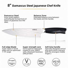 img 2 attached to AYFA 8-inch Damascus Steel Chef's Knife - Japanese VG10 Blade, Includes 3-Stage Knife Sharpener & Resistant Glove