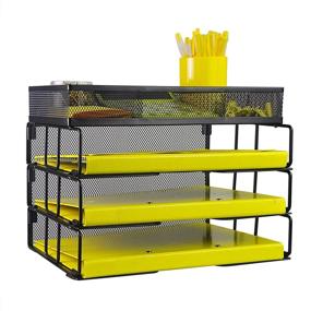 img 4 attached to 📚 Meshist Desk Organizer: 3-Tier Stackable Letter Size Paper Tray with Top Sorter - Ideal for Home Office - Great Gift for Women - Black