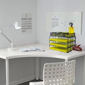 img 3 attached to 📚 Meshist Desk Organizer: 3-Tier Stackable Letter Size Paper Tray with Top Sorter - Ideal for Home Office - Great Gift for Women - Black