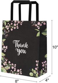img 3 attached to 🛍️ 50 Pack of Medium-Sized Black Thank You Gift Bags with Handles - Floral Design | Perfect for Business Boutique, Wedding Favors, Retail Shopping, and Goody Bags