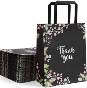 img 4 attached to 🛍️ 50 Pack of Medium-Sized Black Thank You Gift Bags with Handles - Floral Design | Perfect for Business Boutique, Wedding Favors, Retail Shopping, and Goody Bags