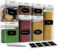 🔒 cineyo airtight food storage container set - 7 piece set of clear plastic canisters for cereal, flour with easy lock lids, ideal for kitchen pantry organization and storage, includes labels and marker (white) логотип