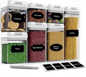 img 4 attached to 🔒 CINEYO Airtight Food Storage Container Set - 7 Piece Set of Clear Plastic Canisters for Cereal, Flour with Easy Lock Lids, Ideal for Kitchen Pantry Organization and Storage, Includes Labels and Marker (White)