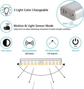 img 3 attached to 💡 Улучшите пространство с USB-подзаряжаемой подсветкой для шкафов - 20 светодиодными беспроводными светильниками с 3 режимами освещения: датчиком движения, магнитным отделительным креплением везде, идеально подходит для лестниц, шкафов и гардеробных - 2 штуки