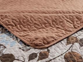 img 1 attached to 🌺 Premium Reversible Quilted Coverlet Set - Luxurious Home Collection with Exquisite Floral Prints in Taupe Beige Brown, Light Blue, and Rust - King/California King Size