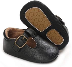 img 4 attached to Stylish BENHERO Leather No Slip Toddler Princess Girls' Flats: Perfect for Fashionable and Active Little Feet
