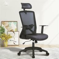 🪑 black ergonomic high back home office chair with mesh, lumbar support, headrest, and swivel motion - executive rolling computer task chair логотип