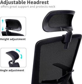 img 2 attached to 🪑 Black Ergonomic High Back Home Office Chair with Mesh, Lumbar Support, Headrest, and Swivel Motion - Executive Rolling Computer Task Chair