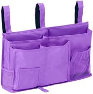 🛏️ hizgo pocket organizer: versatile hanging storage bag with 8 pockets for bunk and hospital beds, dorm rooms & bed rails - multifunctional caddy in purple логотип