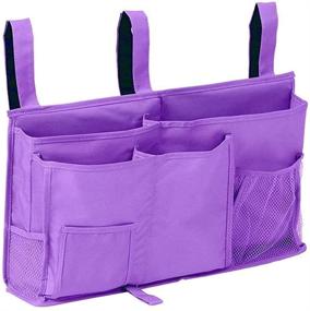 img 4 attached to 🛏️ HIZGO Pocket Organizer: Versatile Hanging Storage Bag with 8 Pockets for Bunk and Hospital Beds, Dorm Rooms & Bed Rails - Multifunctional Caddy in Purple