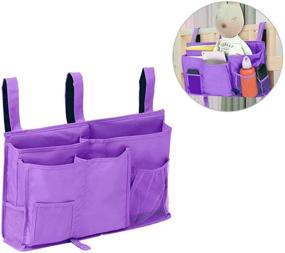 img 3 attached to 🛏️ HIZGO Pocket Organizer: Versatile Hanging Storage Bag with 8 Pockets for Bunk and Hospital Beds, Dorm Rooms & Bed Rails - Multifunctional Caddy in Purple