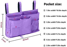 img 2 attached to 🛏️ HIZGO Pocket Organizer: Versatile Hanging Storage Bag with 8 Pockets for Bunk and Hospital Beds, Dorm Rooms & Bed Rails - Multifunctional Caddy in Purple