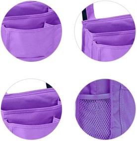 img 1 attached to 🛏️ HIZGO Pocket Organizer: Versatile Hanging Storage Bag with 8 Pockets for Bunk and Hospital Beds, Dorm Rooms & Bed Rails - Multifunctional Caddy in Purple