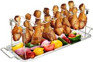 🍗 homefavor chicken leg wing rack - 14 slots stainless steel roaster stand with drip tray for smoker grill or oven, dishwasher safe, non-stick - perfect for bbq, picnic logo