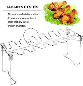 img 2 attached to 🍗 Homefavor Chicken Leg Wing Rack - 14 Slots Stainless Steel Roaster Stand with Drip Tray for Smoker Grill or Oven, Dishwasher Safe, Non-Stick - Perfect for BBQ, Picnic