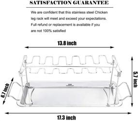 img 3 attached to 🍗 Homefavor Chicken Leg Wing Rack - 14 Slots Stainless Steel Roaster Stand with Drip Tray for Smoker Grill or Oven, Dishwasher Safe, Non-Stick - Perfect for BBQ, Picnic