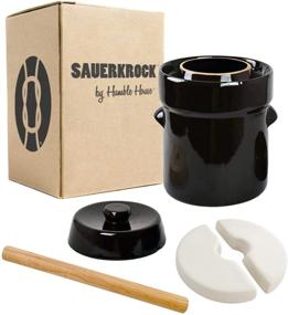 img 4 attached to 🥦 Humble House SAUERKROCK Fermentation Crock with Glazed Weights and Cabbage Tamper - 2 Liter (0.5 Gallon) German-Style Water Sealed Jar in Traditional Brown for Fermenting Sauerkraut, Kimchi, and Pickles