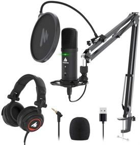 img 4 attached to 🎙️ MAONO AU-PM401H USB Podcast Microphone and Headphone Set - Zero-Latency Monitoring, 192KHZ/24Bit PC Condenser Mic with Mute Button for Recording, Voice Over, Streaming