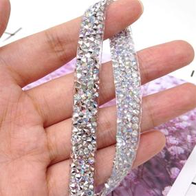 img 2 attached to 🎀 Honbay 0.4Inch x 5Yard/Roll Sparkling Rhinestone Decorative Ribbon - Silver AB, Ideal for Iron on, Glue on or Sew on