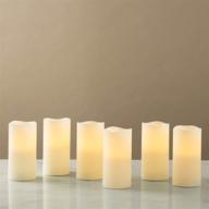 🕯 set of 6 flameless led candles with remote control - real wax, 3" x 6" ivory pillar candles with warm white flickering lights - perfect for wedding, winter decor - timer and batteries included логотип