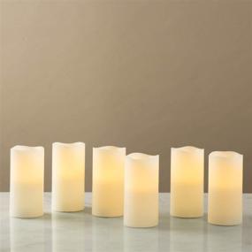 img 4 attached to 🕯 Set of 6 Flameless LED Candles with Remote Control - Real Wax, 3" x 6" Ivory Pillar Candles with Warm White Flickering Lights - Perfect for Wedding, Winter Decor - Timer and Batteries Included