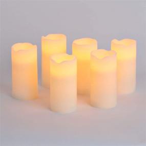 img 1 attached to 🕯 Set of 6 Flameless LED Candles with Remote Control - Real Wax, 3" x 6" Ivory Pillar Candles with Warm White Flickering Lights - Perfect for Wedding, Winter Decor - Timer and Batteries Included