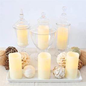 img 3 attached to 🕯 Set of 6 Flameless LED Candles with Remote Control - Real Wax, 3" x 6" Ivory Pillar Candles with Warm White Flickering Lights - Perfect for Wedding, Winter Decor - Timer and Batteries Included