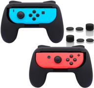 fastsnail grips - compatible with nintendo switch joy con & oled model joycon - durable handle kit for joy cons controllers - 2 pack (black) logo