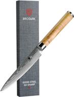 🔪 brodark 5-inch paring knife - premium handcrafted damascus steel with olive wood handle - japanese vg-10 stainless steel utility knife for fruits and vegetables - ultimate kitchen gift box included logo