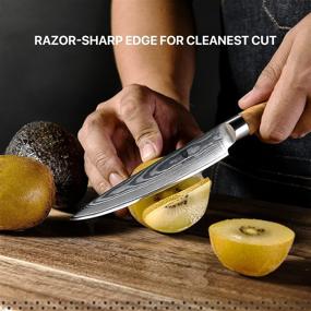 img 2 attached to 🔪 BRODARK 5-Inch Paring Knife - Premium Handcrafted Damascus Steel with Olive Wood Handle - Japanese VG-10 Stainless Steel Utility Knife for Fruits and Vegetables - Ultimate Kitchen Gift Box Included