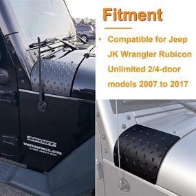 img 3 attached to 🚗 Sporthfish Black Durable Hood ABS Cowl Body Armor Cover for 2007-2017 Jeep Wrangler JK Rubicon Sahara 2/4 Door - Pair: Enhance Your Jeep's Style and Protection