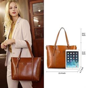 img 2 attached to 👜 Kattee Leather Satchel Purses and Handbags for Women with Top Handle, Shoulder Purse Tote Hobo Bag