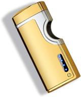 wdmart usb rechargeable electric plasma lighter - infrared induction windproof cigarette lighter - metal cigar lighter with digital display of power (golden ice plating) logo