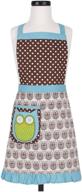 👩 kaf home kid's apron with 1 pocket &amp; extra long ties – adjustable bib hoot apron - machine washable - perfect for kitchen, gardening logo