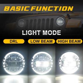 img 3 attached to SPL Ult 7-дюймовые LED-фары DOT Approved с DRL Halo - совместимы с Jeep Wrangler JK LJ CJ TJ 1997-2018 - Высокий/низкий луч - Черная пара - Фары/замена для H1 H2