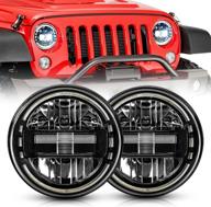 spl ult 7-дюймовые led-фары dot approved с drl halo - совместимы с jeep wrangler jk lj cj tj 1997-2018 - высокий/низкий луч - черная пара - фары/замена для h1 h2 логотип