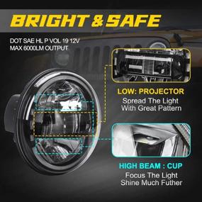 img 2 attached to SPL Ult 7-дюймовые LED-фары DOT Approved с DRL Halo - совместимы с Jeep Wrangler JK LJ CJ TJ 1997-2018 - Высокий/низкий луч - Черная пара - Фары/замена для H1 H2