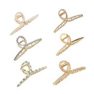 💇 frdtluthw 6pcs large hair clips - 4.5 inch non-slip metal claw clip for thick hair - gold, 4 styles - style 4 - women/girls logo