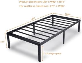 img 3 attached to 🛏️ Heavy Duty Metal Platform Bed Frame with Storage - 14 Inch High, No Box Spring Needed, Steel Slat Support, Easy Assembly, Noise Free Mattress Foundation - XTFei Twin Bed Frame