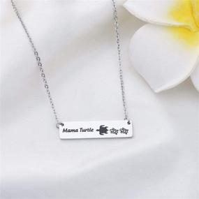 img 2 attached to 🐢 Mama and Baby Turtle Bar Necklace: Exquisite Tortoise Jewelry for Mothers, Grandmothers, and Aunts