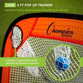 img 2 attached to 🥍 Champion Sports Lacrosse Training Goal: Pop Up & Backyard Shooting Net, Orange, 6 X 6-Feet - Improve Skills and Practice like a Pro!