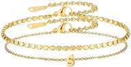 🌟 dainty dot chain initial ankle bracelet set: stylish 18k gold plated letter layered anklets for women girls - cute summer beach jewelry gift logo